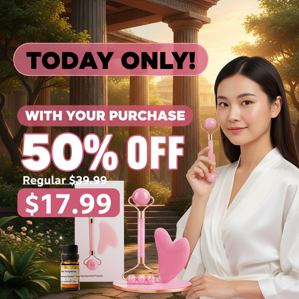 Complete 4 Pc Facial Massage Kit™ | Roller • Gua Sha • Acupoint Map • Essential Oil